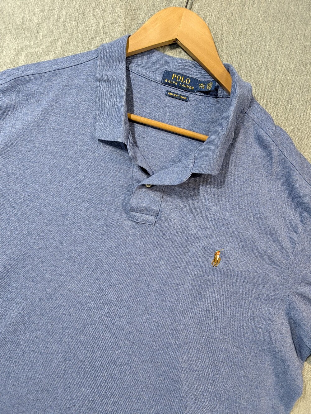 Polo Ralph Lauren Pima Soft Touch Polo Shirt Men's XXL Blue Flesh Pony